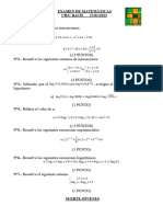 2023 Examen 1º Bach BC Inecuaciones y Logaritmos