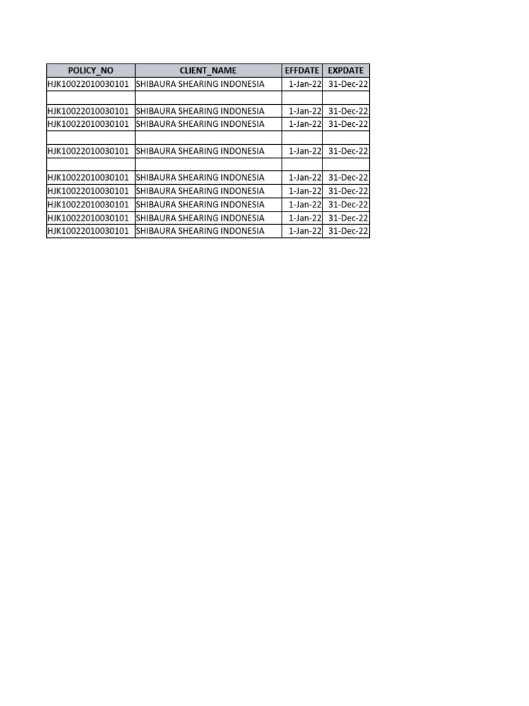 Report So Premi Excess Pt Shibaura Shearing Indonesia (2) | PDF