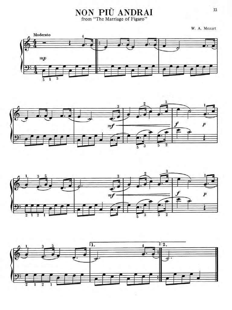 Mozart Non Più Andrai 42 Famous Classics Pdf