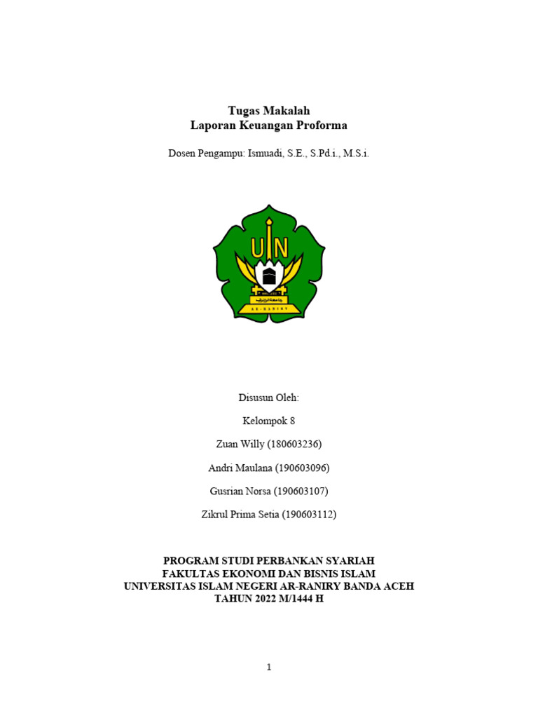 Alk kelompok 8 laporan keuangan proforma pdf