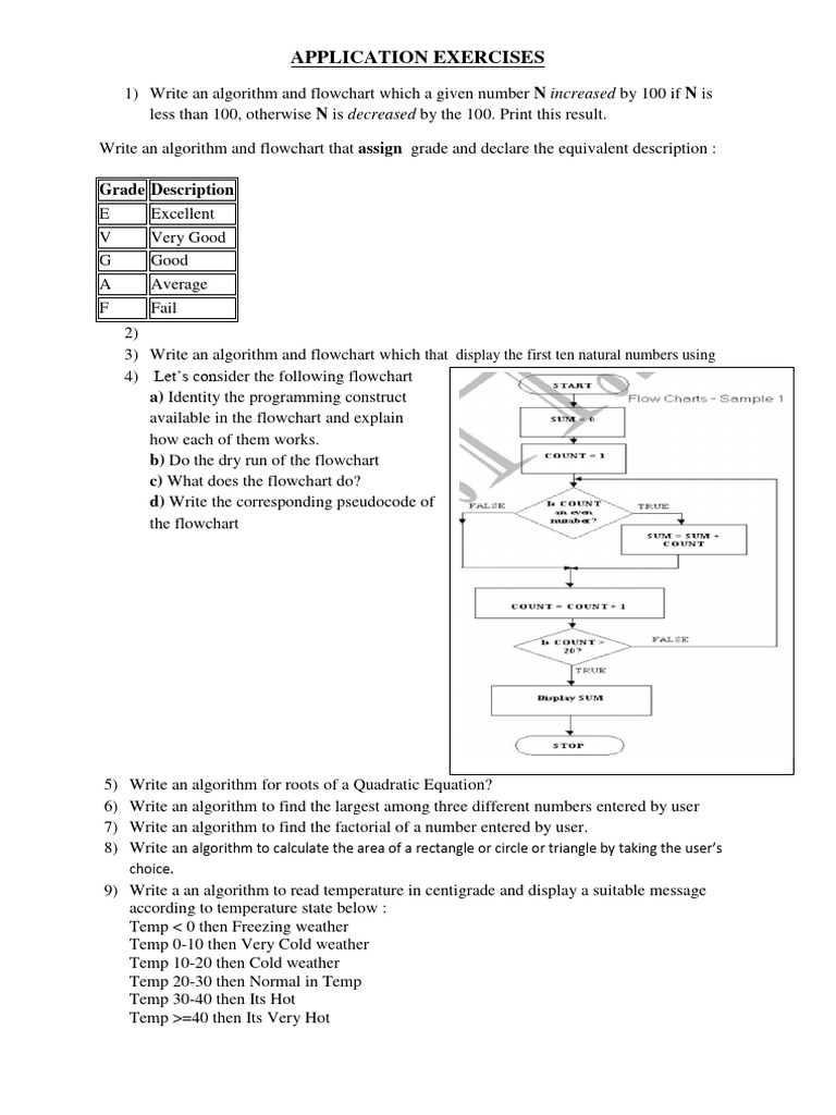 APPLICATION EXERCISE in Algorithm | PDF
