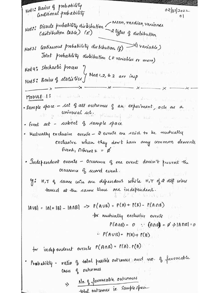 Probability & Statistics Written Notes | PDF