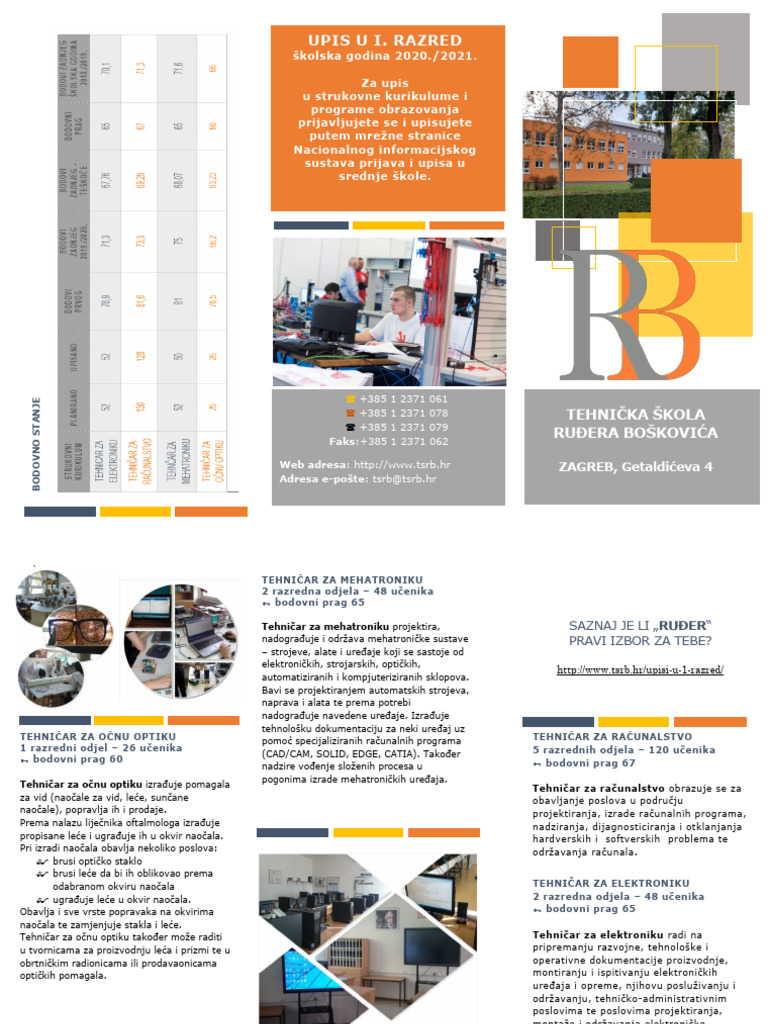Tehnička Škola Ruđera Boškovića - Letak 2020 2021 | PDF