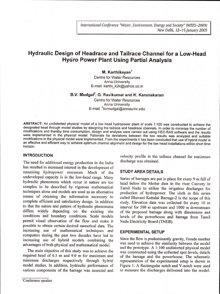 206-Hydraulic Design of Headrace and Tailrace Channel For A Low-Head ...