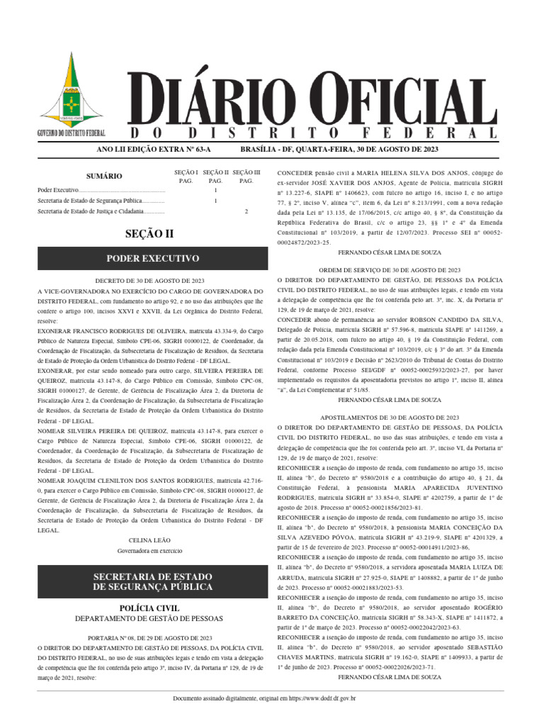 Dodf 063 30-08-2023 Edicao Extra A | PDF