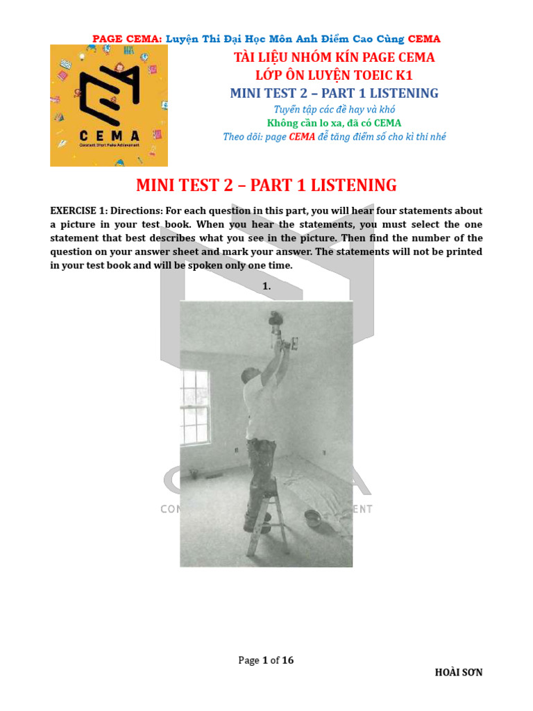 Mini Test 2 - Part 1 Listening | PDF