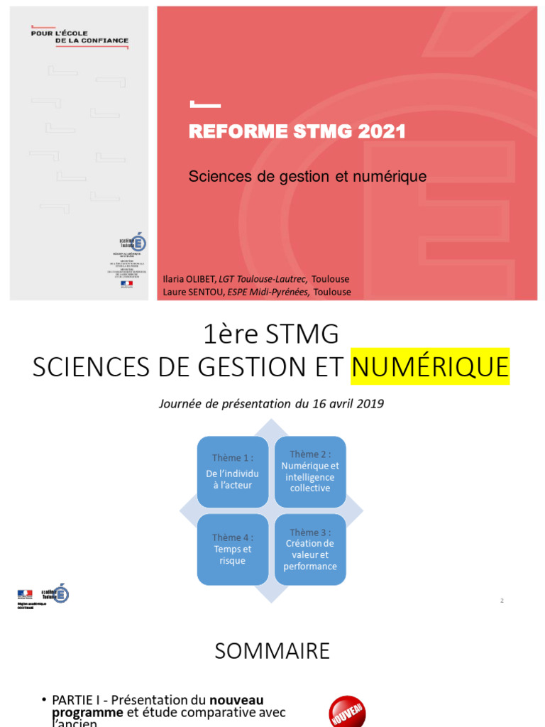 Réforme STMG 2021 : Programme et Innovations | PDF