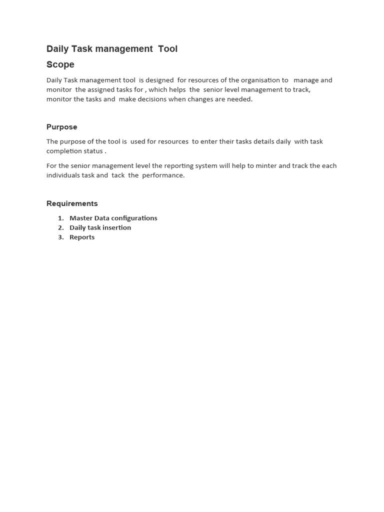 Daily Task Management Tool | PDF