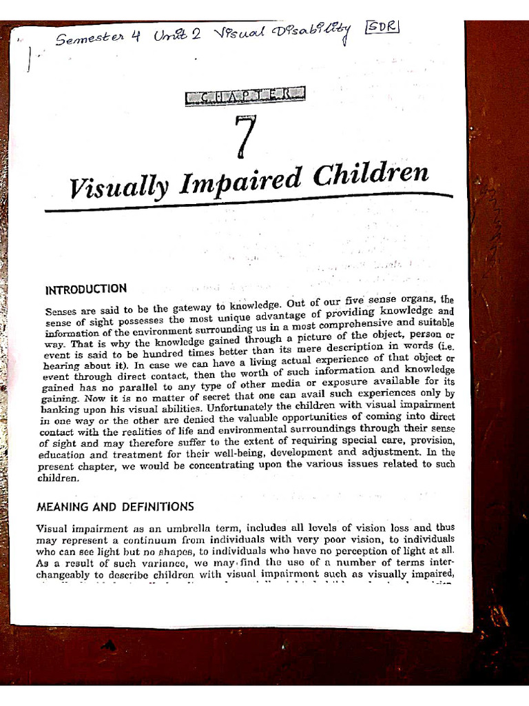 Visually Impaired Children | PDF