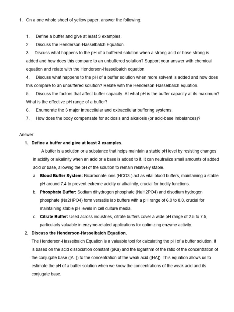 Buffer Assignment PDF Buffer Solution Ph