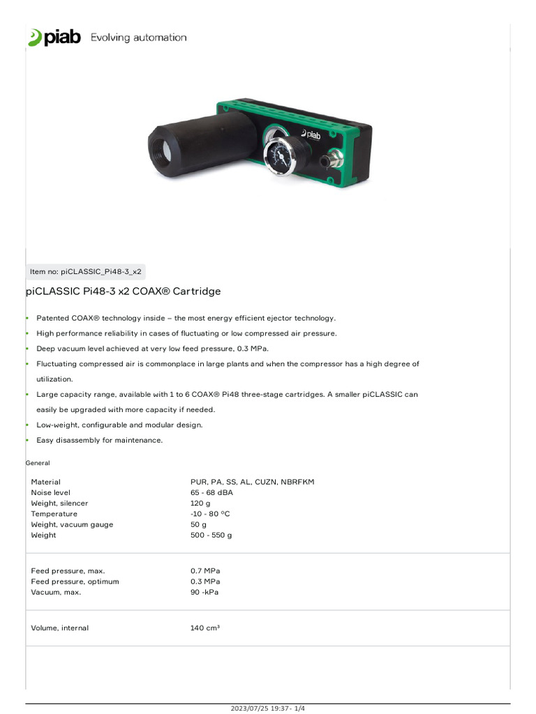 piCLASSIC Pi48-3 x2 COAX® Cartridge | PDF