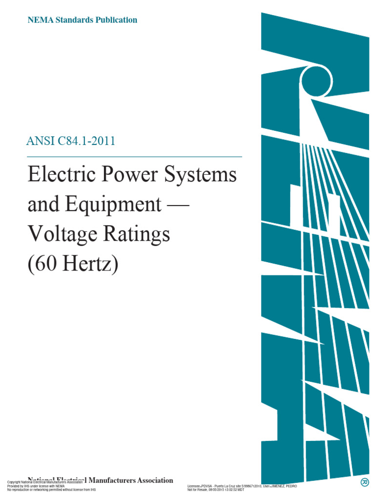 Ansi c84 1 electric power systems and equipment voltage ratings 60