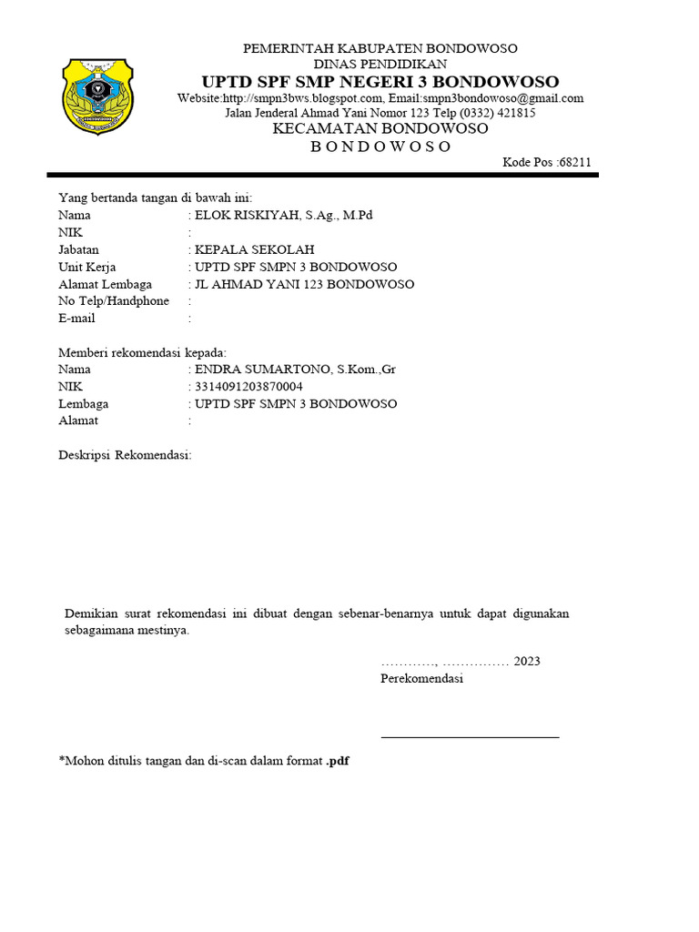 Surat_Rekomendasi | PDF