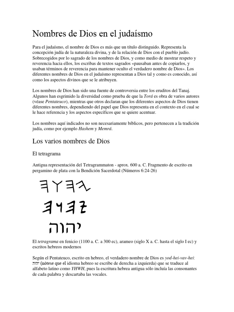 Nombres de Dios en El Judaísmo | PDF, image size:768x1024