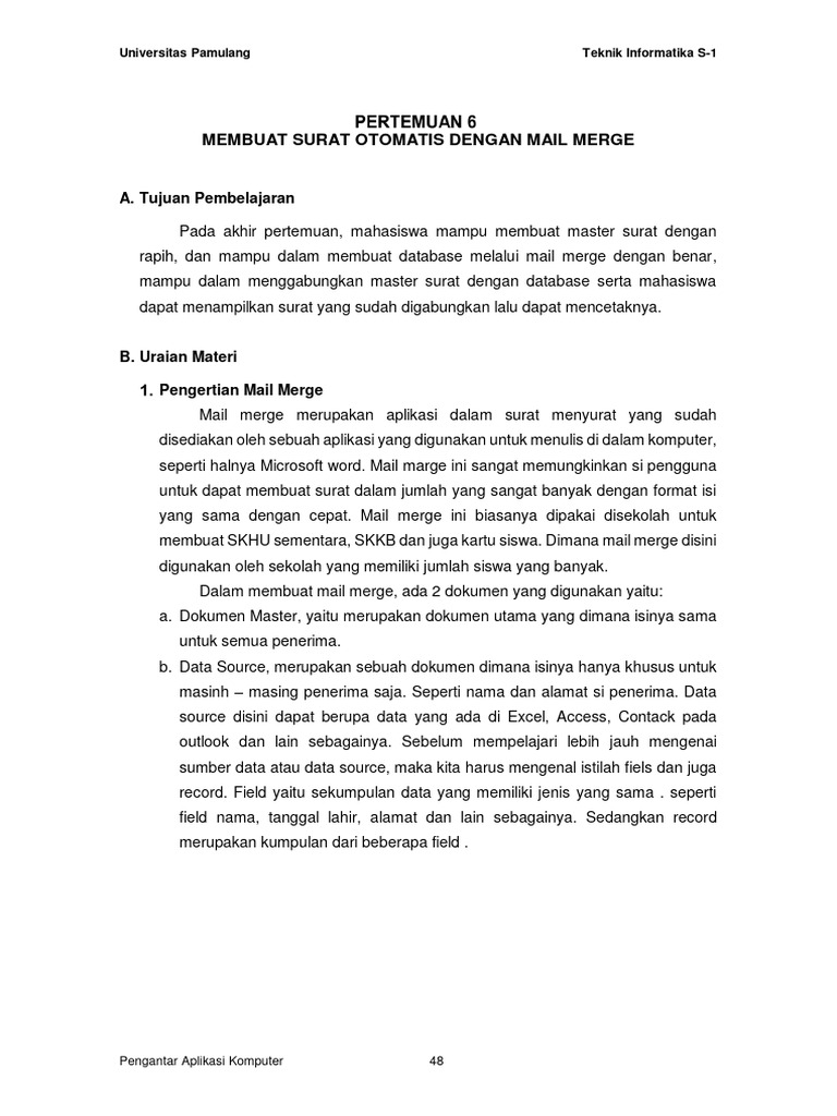 Panduan Mail Merge untuk Surat Otomatis | PDF