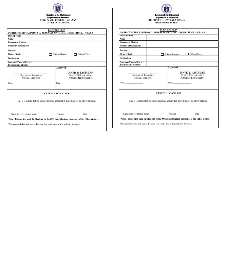 Locator Slip | PDF