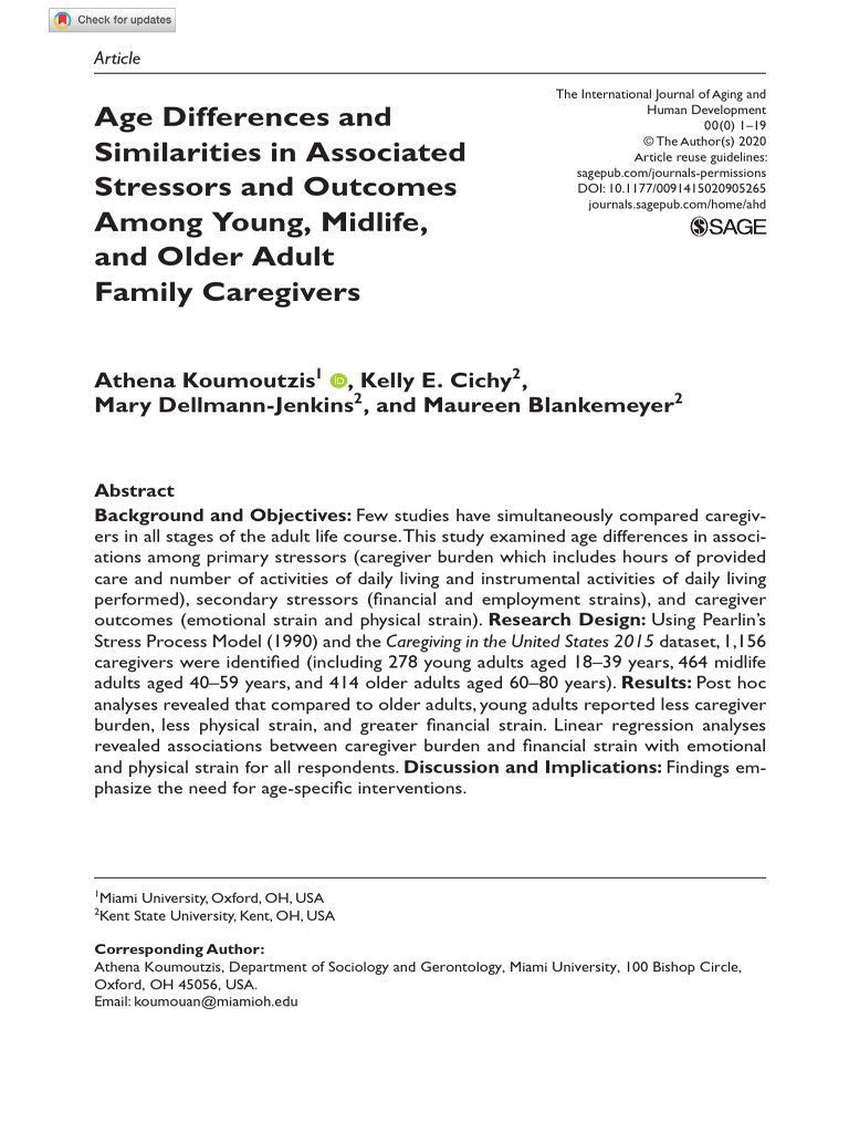 Age Differences and Similarities in Associated Stressors and Outcomes ...