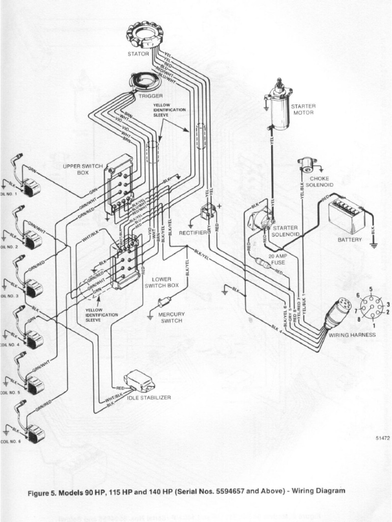 Mercury Electrical Diagram 90 HP 1996 | PDF