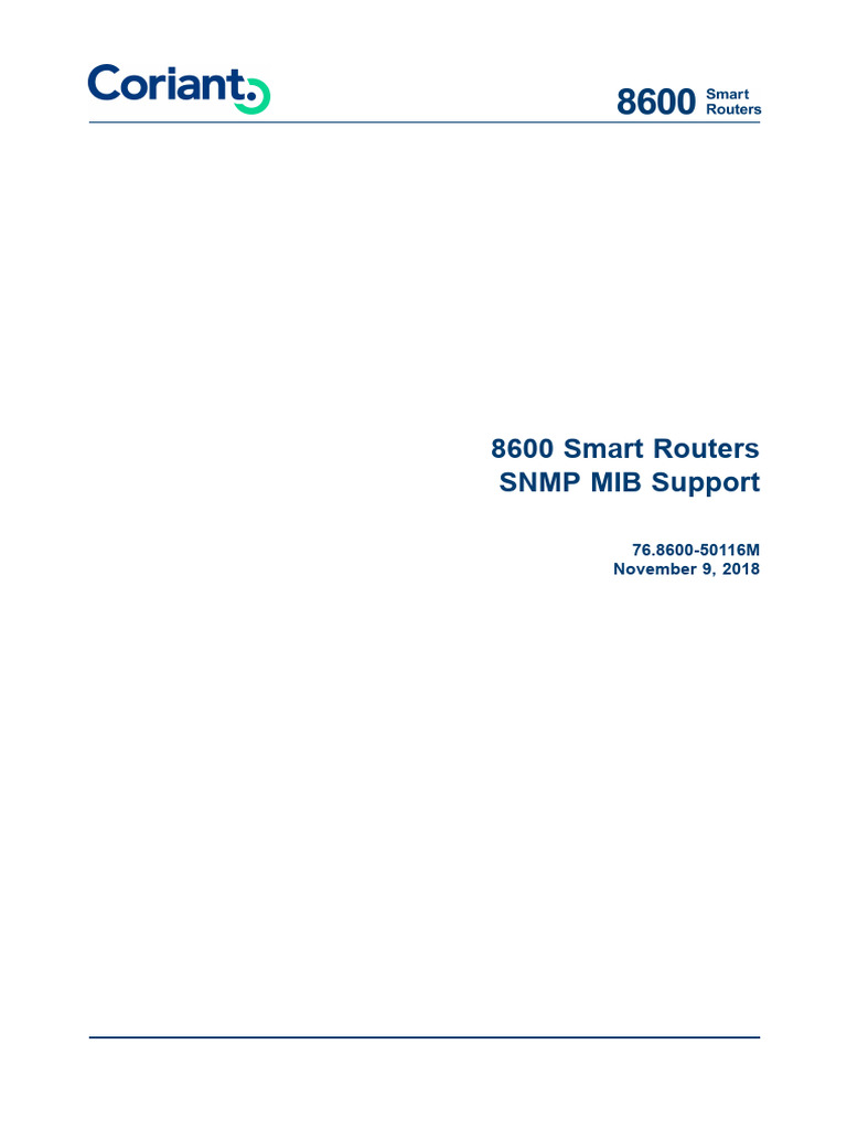 8600 Smart Routers SNMP MIB Support: 76.8600-50116M November 9, 2018 ...