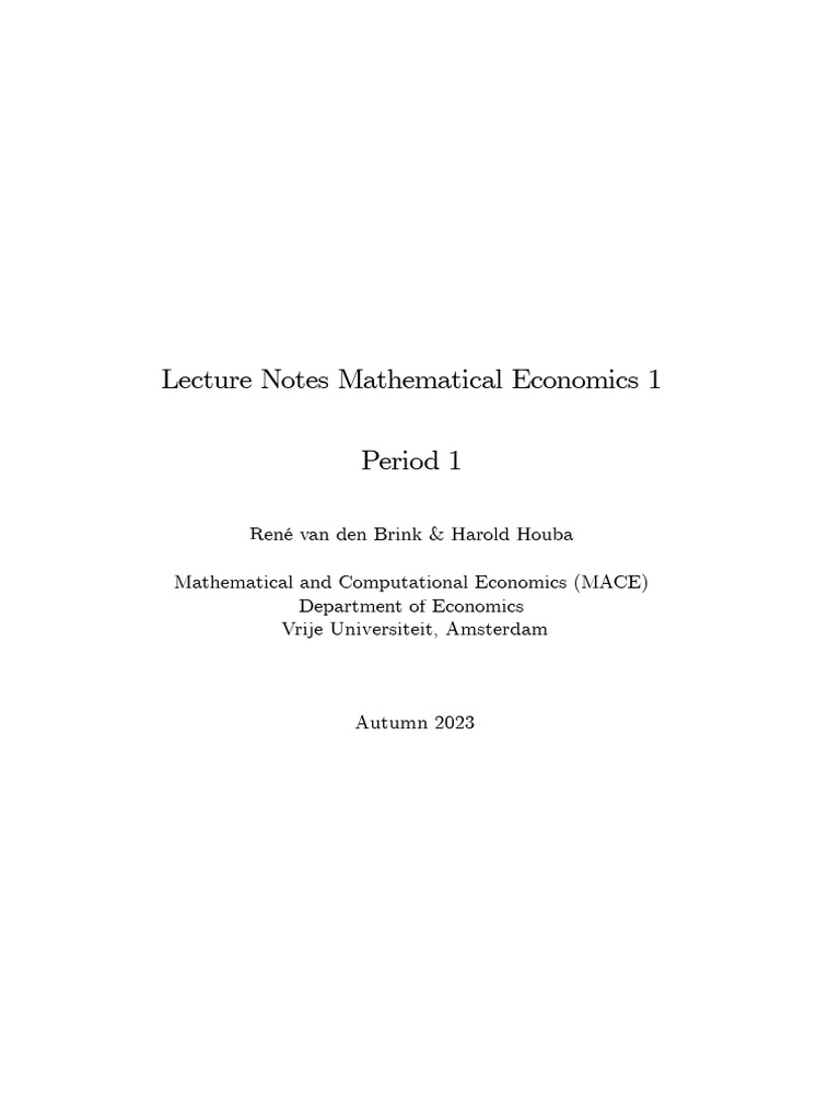 LectureNotes ME1 Period 1 2023 | PDF | Utility | Economics
