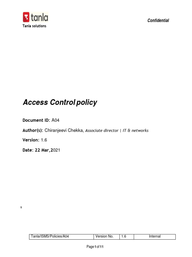 Access Control Policy Overview | PDF
