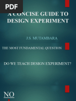 A Concise Guide To Design Experiment