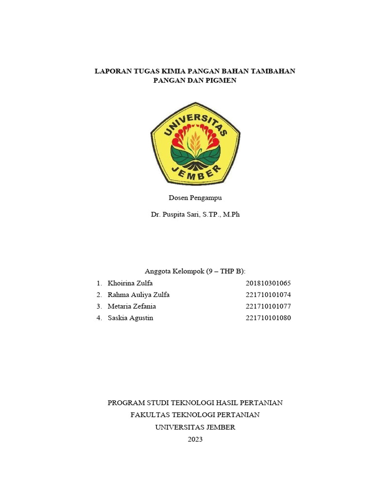 Analisis Bahan Tambahan Pangan Kimpang | PDF