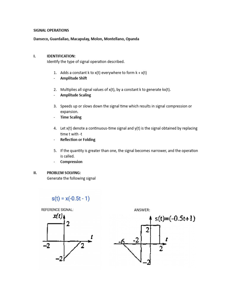 Basic Signal Operations Explained | PDF | Teaching Methods & Materials