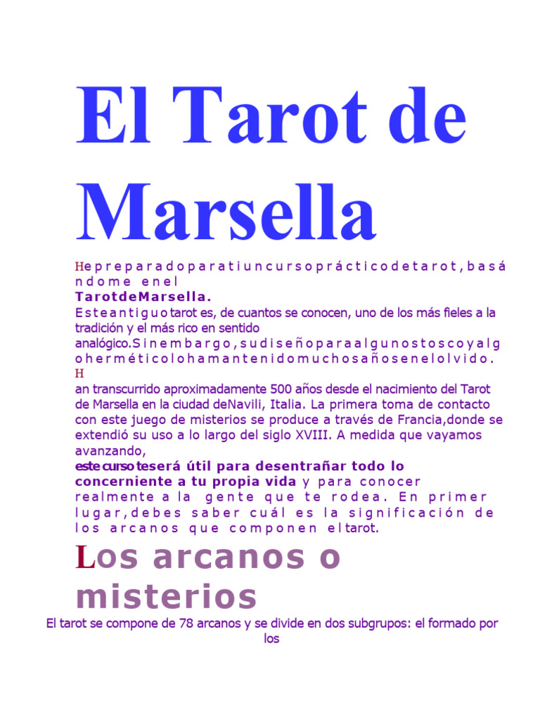 El Tarot de Marsella | PDF | Tarot | Arcanos Mayores