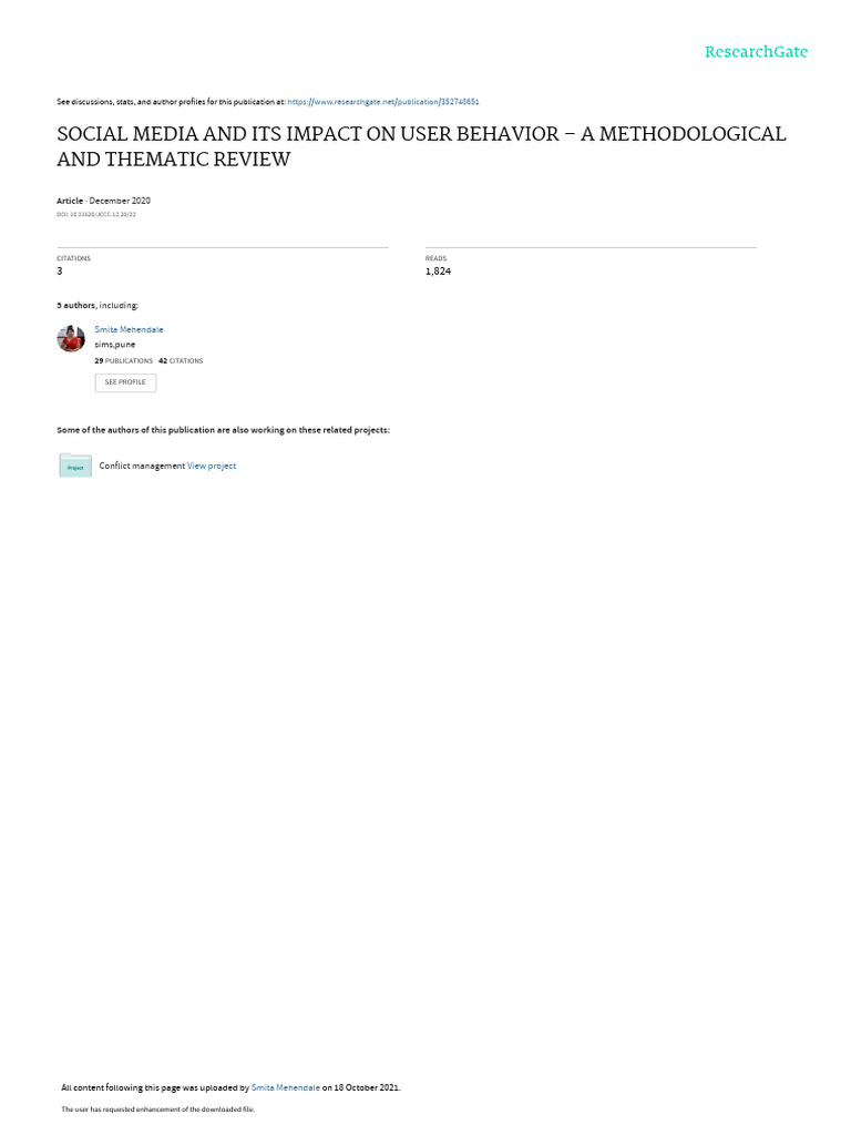 Social Media and Its Impact On User Behavior - A M | PDF