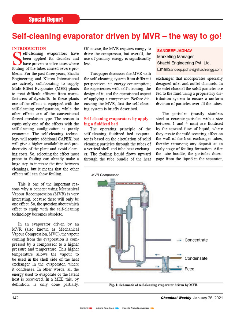 Self-Cleaning MVR Evaporators Explained | PDF | Evaporation | Heat ...