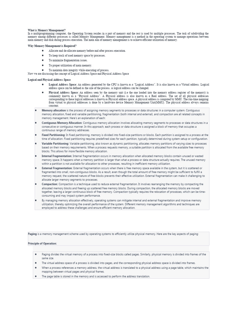 Understanding Memory Management Concepts | PDF | Process (Computing ...