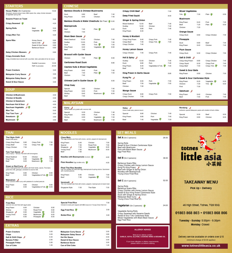 Little Asia Totnes Takeaway Menu | PDF
