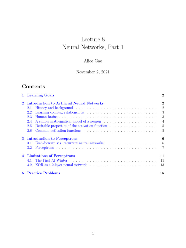 Lecture 08 On Neural Networks 1 | PDF | Machine Learning | Deep Learning