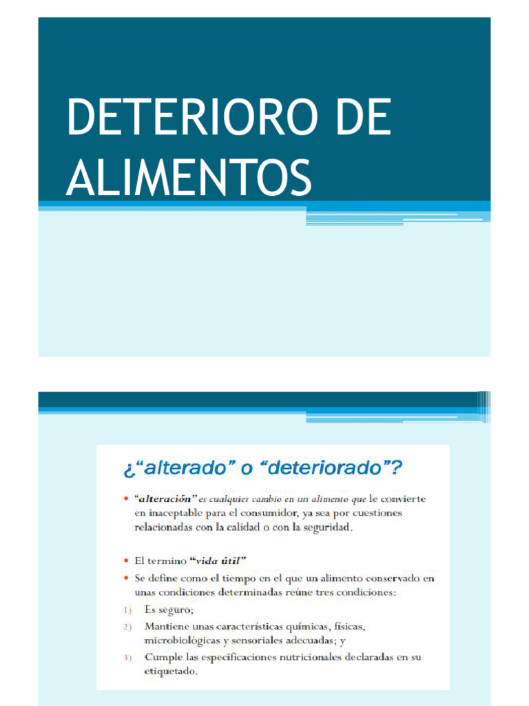 Deterioro y Seguridad de Alimentos | PDF