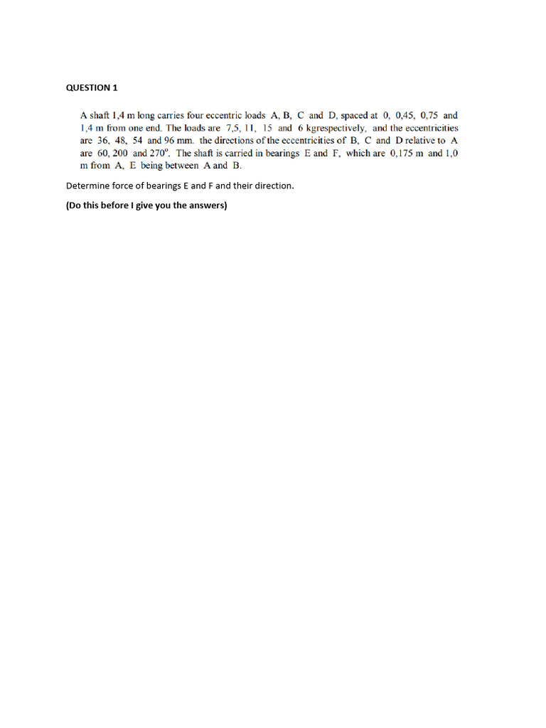 QUESTION 1 Balancing of Rotating Shafts PDF