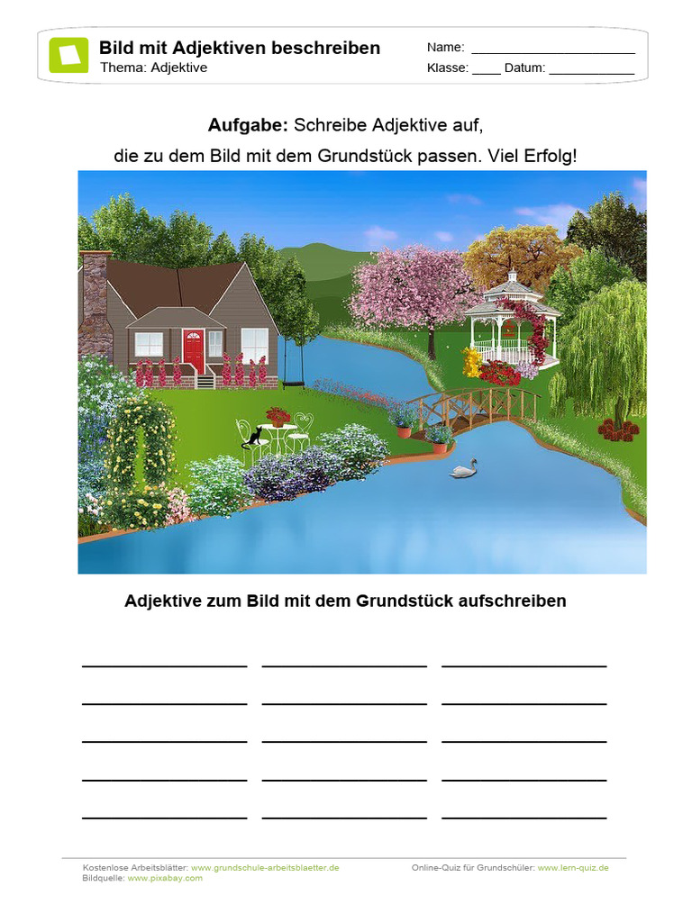 Bild Beschreiben Mit Adjektiven Grundstueck | PDF