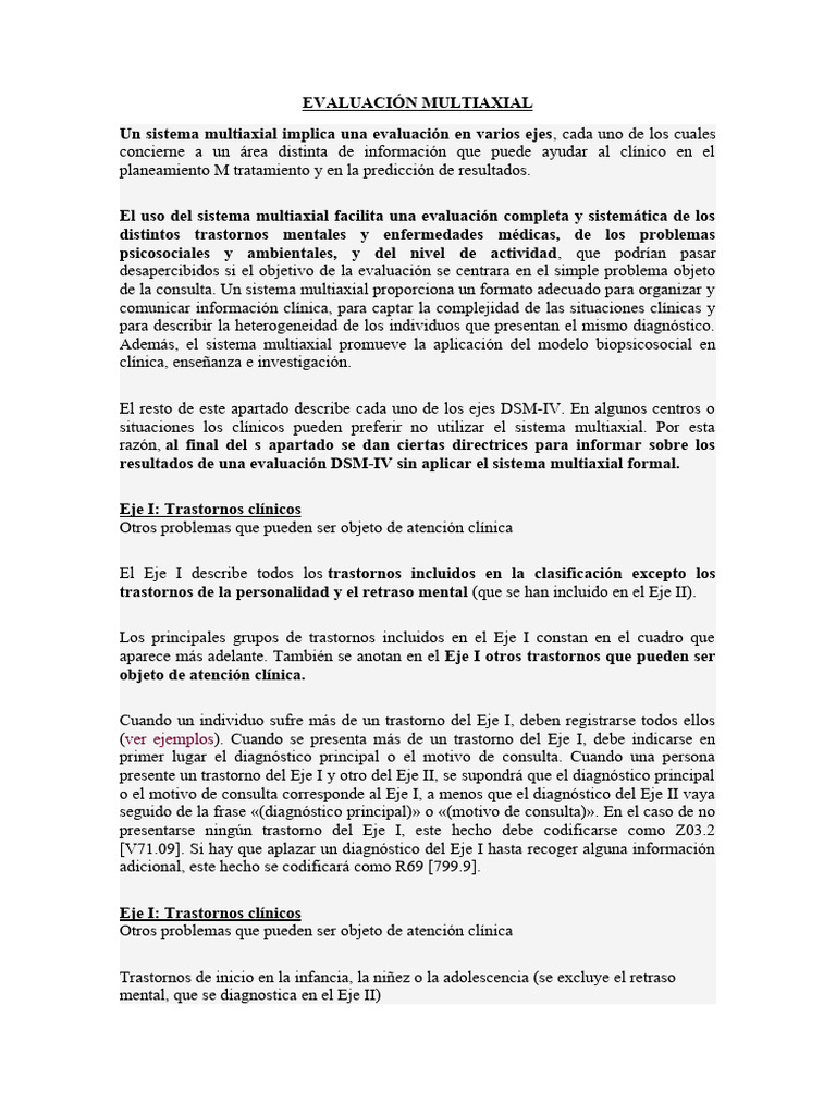 Evaluación Multiaxial en Salud Mental | PDF | Relaciones personales ...