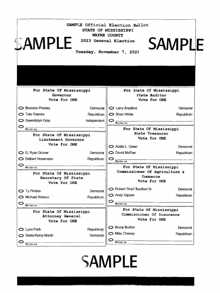 Wayne County Sample Ballot PDF
