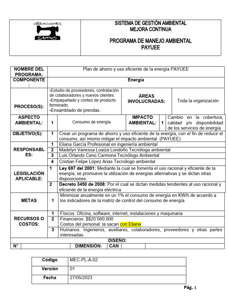 2. plan de ahorro y uso eficiente de la energía (PAYUEE) | PDF | Diodo ...