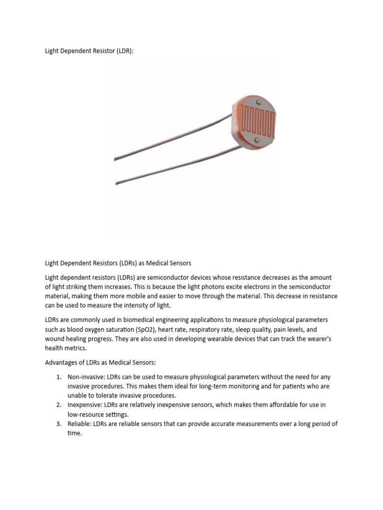 Light Dependent Resistor PDF