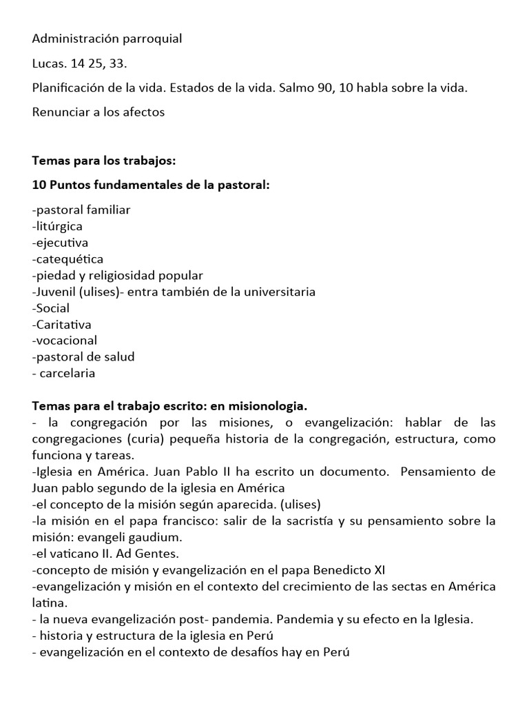 Dimensiones de la Pastoral Parroquial | PDF | Planificación | Iglesia ...