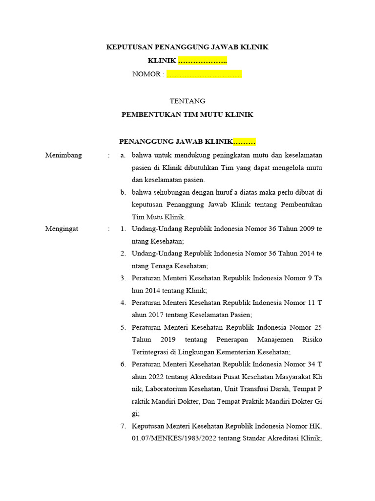 SK Pembentukan Tim Mutu | PDF