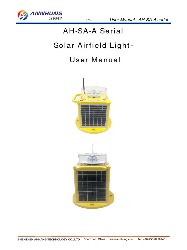 AH-SA-A Solar Airfield Light Manual | PDF