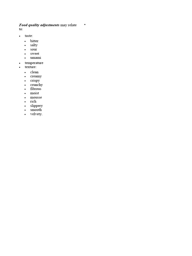 Food Quality Adjustments May Relate To PDF