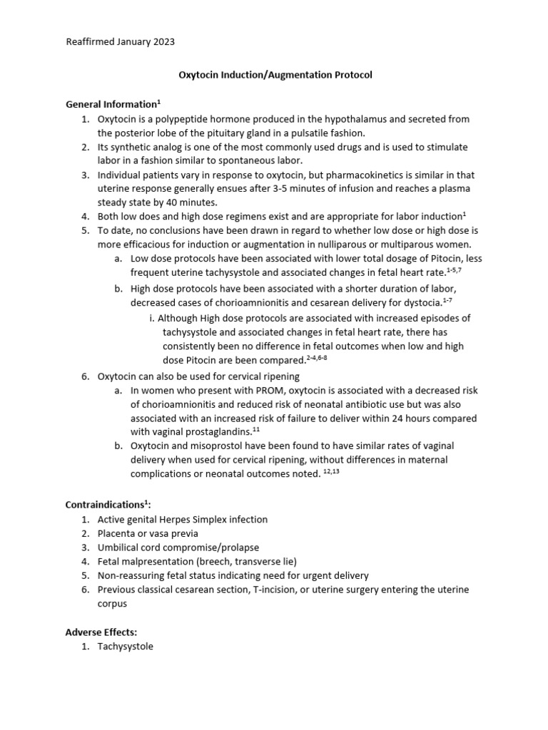 Oxytocin Induction Augmentation Protocol Download Free Pdf