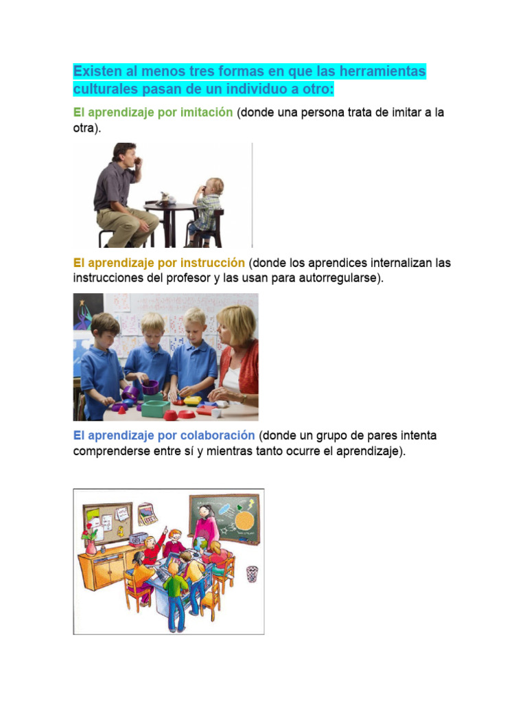 Formas de Aprendizaje según Vygotsky | PDF | Artes del Lenguaje y ...