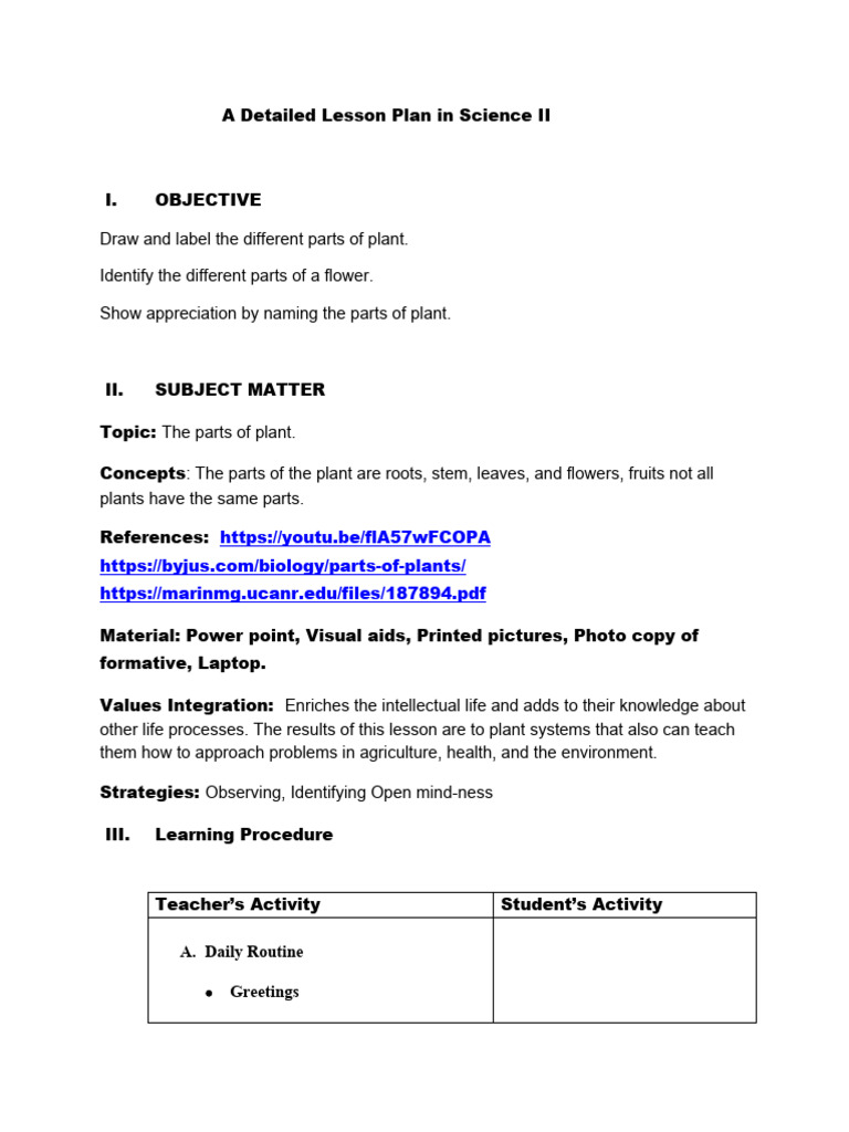 A Detailed Lesson Plan in Science II (Reyes) | PDF