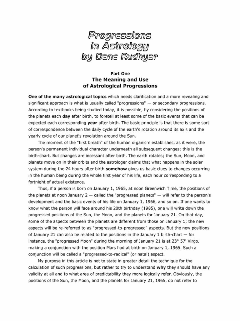 Dane rudhyar progressions in astrology pdf