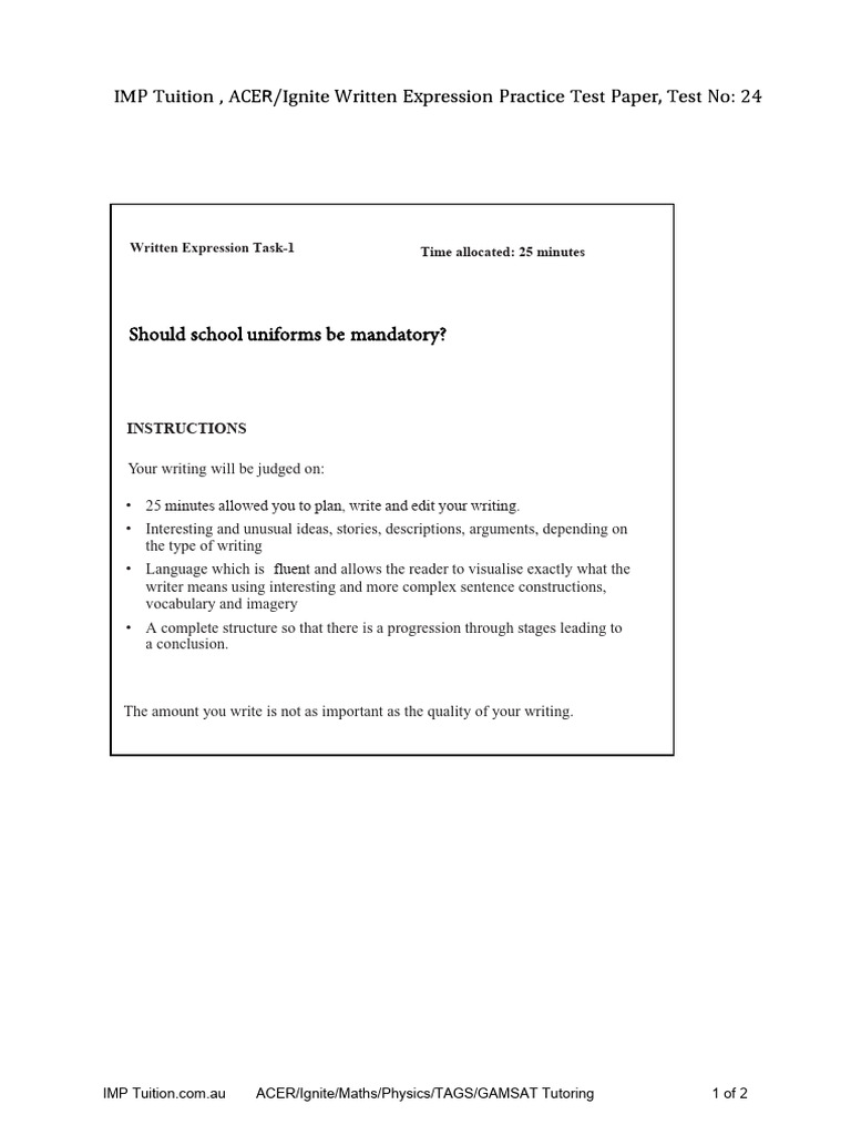 Written expression practice test 1 pdf